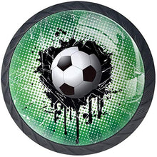 Calcio Grunge Nero Verde Pomelli per Porta Set di 4 Pomelli per Mobili Manopole per Cassetti Cucina Armadio Vetro