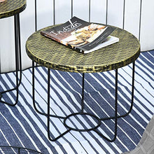 Outsunny Set di 2 Tavolini da Giardino in Metallo con Ceste, Arredamento da Esterno Stile Industriale Nero