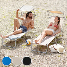 TecTake Lettino a sdraio per prendere il sole con l'ombrello parasole 190cm - disponibile in diversi colori - (Beige)