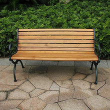 Panchina da giardino per terrazza da esterno panchina da parco, sedia per veranda esterna resistente alle intemperie a 3 posti con braccioli e schienale, struttura in ghisa e durevoli sedili a doghe
