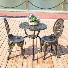 CGBF-Set da Balcone 3 Pezzi,Set da Bistrot in Fusione di Alluminio,Patio Esterno da Giardino con 2 Sedie E Tavolino Rotondo da 60 cm