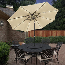 Fp-Tech FP-JD4013LU Ombrellone da Giardino con Pannello Solare, 24 LED e USB Incorporati, Beige, 2.7 m