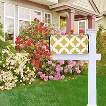 Classici cerchi geometrici in senape e bianco dal design unico per cassetta delle poste, copertura per cassetta delle poste, per giardino, giardino, cortile, dimensioni standard, 53 x 45 cm