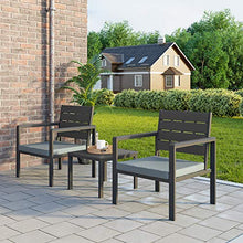 SONGMICS Set di 3 Mobili da Giardino, Salotto da Giardino con 2 Sedie, 1 Tavolino, 2 Cuscini Sfoderabili, Struttura in Ferro, Nero GGF03BK