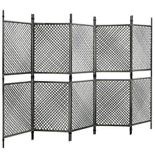 E E-NICES Paravento a 5 Pannelli in Polyrattan Antracite 300x200 cm