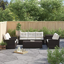 MengFeiNi 6 Pezzi 7 Sedili Patio per Esterni Furniture Conversazione Set di Conversazione PE Rattan in Vimini Divano in Vimini Loveseat Sedia Sedili Sedili con Cuscini E Tavolo
