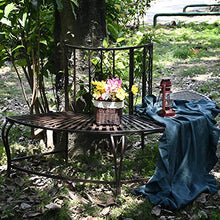 Panche da giardino realizzate con vecchi sedili in metallo, sgabello semicircolare per mobili da giardino in stile antico, sgabello rotondo con sedile in ferro curvo per il tempo libero Panche