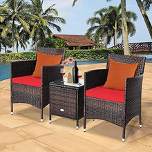 YRRA Set di mobili da Patio Set da 3 Pezzi con Conversazione in Rattan di Vimini da 3 Pezzi con tavolino Sedie e Cuscini Spessi Adatti per Giardino del Patio-Rosso