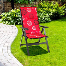 Beo Barcelona M301 - Cuscino per sedia a sdraio da giardino, con schienale alto, motivo soffione, rosso, 118 x 50 x spessore circa 6 cm
