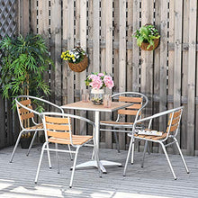 Outsunny Set Tavolo e 4 Sedie da Giardino e Terrazza, Arredamento da Esterno in Alluminio e Plastica, Colore Legno
