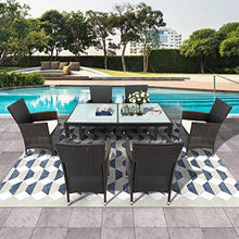 æ— Polyrattan Sitzgruppe per 6 persone,Poly Rattan Lounge Set,Stühle Stapelbare Stühle Gartentisch 7cm Dicke Sitzauflagen Gartenmöbel Sitzgarnitur Set,Braun