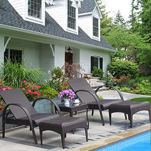 AAGYJ Set di sedie da Giardino in Rattan 5 Pezzi Sedia da Giardino per Esterni Sedia Prendisole con Pedale e tavolino da caffè per Tutte Le Stagioni, Sdraio e sedie da Giardino Reclinabili
