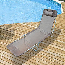 homcom Outsunny Sedia a Sdraio Lettino Reclinabile da Giardino Spiaggia Piscina 182x56x24,5cm caffè