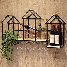 Leifeng Tower Classico Wine Rack Ferro battuto Telaio in Laminato di Legno, Nordic Vento Wall Hanging Forma Tre Casa Creativa Wine Rack Domestica Wine Rack Rack (Color : Black)