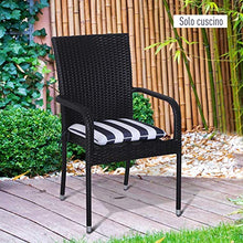 miozzi Set 6 Cuscini per Sedia Sfoderabili 100% Poliestere Bianco e Blu 42x42x5 cm