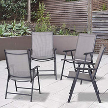 Set 4 Sedie da Giardino 58x64x94 cm in Textilene Miozzi Sanders Grigio e Nero