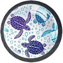 Acquerello Blu Viola Sea Turtle Marine Pomelli per Porta Set di 4 Pomelli per Mobili Manopole per Cassetti Cucina Armadio Vetro