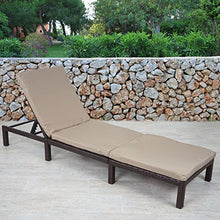 Lettino da esterno polyrattan HWC-A51 regolabile Basic marrone cuscino beige
