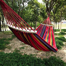 Amaca in cotone per esterni 260 * 80 cm 1-2 persone Curva in tela per esterni Bastone in legno Sedia sospesa altalena da giardino fissa Blu Rosso