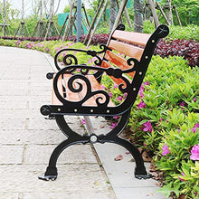 Panchina da giardino per esterni Panchine da terrazza per il tempo libero, panchina da cortile resistente alle intemperie con gambe in ghisa e legno di pino, panchina spaziosa e confortevole Panca