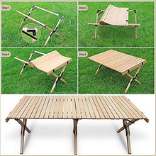 Camping Folding Wood Table- Portable Foldable Outdoor Picnic Table,Cake Roll Wooden Table Picnic, Camp, Travel,Garden BBQ