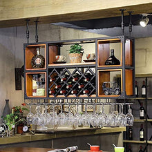 LXD Portabici per Vino, Legno Massello + Ferro Retrò Sospensione Ristorante Bar Display Goblet Let Cablets