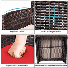 YRRA Set di mobili da Patio Set da 3 Pezzi con Conversazione in Rattan di Vimini da 3 Pezzi con tavolino Sedie e Cuscini Spessi Adatti per Giardino del Patio-Rosso