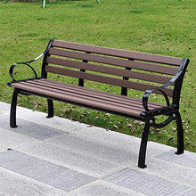 Panca da esterno per il tempo libero sedia in legno di plastica, panca da terrazza con bracciolo schienale, sedia da giardino anti-corrosione e anti-sole, per giardino / veranda / balcone