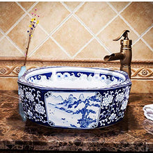 Jgophu Appendiabiti in porcellana blu e bianco, con paesaggio Counter Top