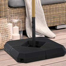 Outsunny Base per Ombrelloni con Palo Centrale, 4 Mattonelle in Plastica Nera da Riempire con Acqua o Sabbia 80x80x50cm