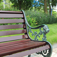 Panchina per Terrazza Parco per Tempo Libero, Panca Giardino Resistente Intemperie con Struttura Ghisa e Legno Massello Anticorrosivo, 2-3 Posti Panche Decorative retrò per Portico Prato Cortile