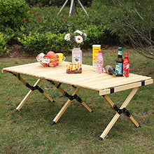 Camping Folding Wood Table- Portable Foldable Outdoor Picnic Table,Cake Roll Wooden Table Picnic, Camp, Travel,Garden BBQ