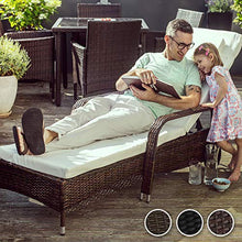TecTake LETTINO POLY RATTAN ARREDO ESTERNO GIARDINO SDRAIO PRENDISOLE DIVANO SEDIA MARRONE - disponibile in diversi colori - (Nero)