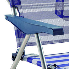 Solenny 50001072725168 – Sedia a sdraio-lettino con 4 posizioni, con manici e gamba pieghevole sullo schienale, colore: blu e bianco