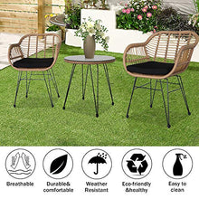 Set di sedie da giardino in vimini, in vetro temperato, con 2 posti in vimini, sedie da giardino e patio