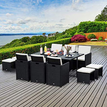 Outsunny Set di Mobili da Giardino in Rattan da Esterno Set da Pranzo 11 PZ con Cuscini Nero