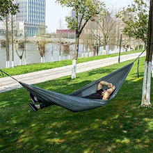 XIAOTIAN Hammock Double Camping Lightweight Hammock Portatile per Escursioni all'aperto Backpacking da Viaggio - Nylon Hammock Swing - Supporto 1000 libbre Corde Carabinatori (Grigio-Nero)