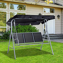 giordano shop Dondolo 3 Posti da Giardino 170x110x153 cm in Acciaio Nero e Argento