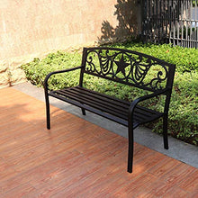 Acciaio Outdoor Ghisa Giardino Panchina 50" X 23.62" X 34.25" (Color : Black)