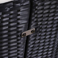 Outsunny Set 5 Pzi Divano Circolare da Giardino, Mobili Componibili Rattan Nero, Tettuccio e Cuscini Beige 180x175x147cm