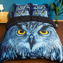 QIDI Moderna 3D Grey Owl Pattern Bedding Set 4 Pezzi con 1 Copertura Piumino e 2 federe 1 Foglio, Microfibra Super Soft Copertura consolatore Zip Invisibile ipoallergenico (Size : Queen)