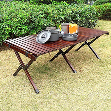 Camping Folding Wood Table- Portable Foldable Outdoor Picnic Table,Cake Roll Wooden Table Picnic, Camp, Travel,Garden BBQ