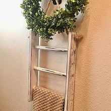 Moligh doll Portasciugamani da Appendere Un Parete Scala nel Legno Rustico Imbiancato da Appoggio Scala per Interni nel Stile Rustico Portasciugamani con Corda Regolabile