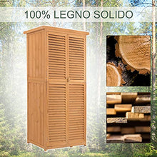 Outsunny Capanno per Attrezzi e Utensili da Giardino con 4 Scompartimenti in Legno di Abete Impermeabile 87x46.5x160cm