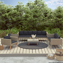 Tidyard 5 pz Set Divani da Giardino per Esterno in Polyrattan Beige,Set Divano 2 Posti+Divano 3 Posti+2 Poltrone+Tavolino in Polyrattan da Giardino per Esterno,Salotto da Giardino per Esterno