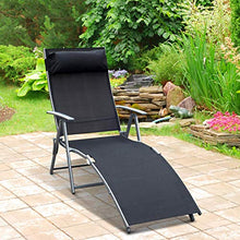 miozzi Sdraio Prendisole Relax Reclinabile Pieghevole in Metallo 137x63.5x100.5 cm Nero