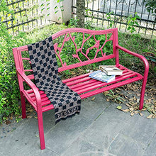 Creative LDF Panca da Giardino da 130 Cm Panchina da Esterno in Metallo per 2 Posti, Panca da Giardino in Acciaio con Braccioli, Rossa