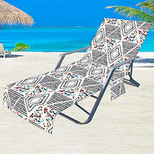Fodera per sedia a sdraio con tasche laterali, Asciugamano per chaise longue da piscina in fibra superfine, 210x73 cm