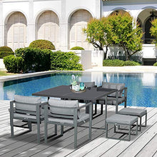 Outsunny Set con Tavolo 4 Sedie e 4 Sgabelli da Giardino, Salotto da Esterno in Alluminio, Grigio