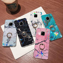 NSSTAR Compatibile con Huawei Mate 20 pro Custodia TPU Silicone Cover Marmo Modello Aurora TPU Soft Shell Silicone Case Con fibbia ad anello Ultra Sottile Bumper Case Morbida Antigraffio,Rosa
